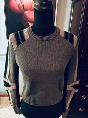 Rebecca Minkoff Janica Metallic Grey Colorblock Knit Sweater